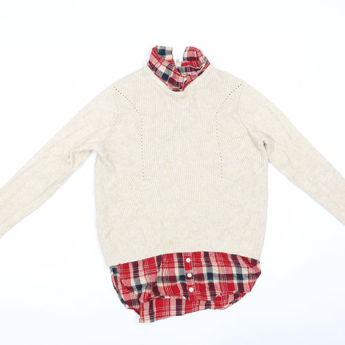 Primark Womens Beige Check  Pullover Jumper Size S