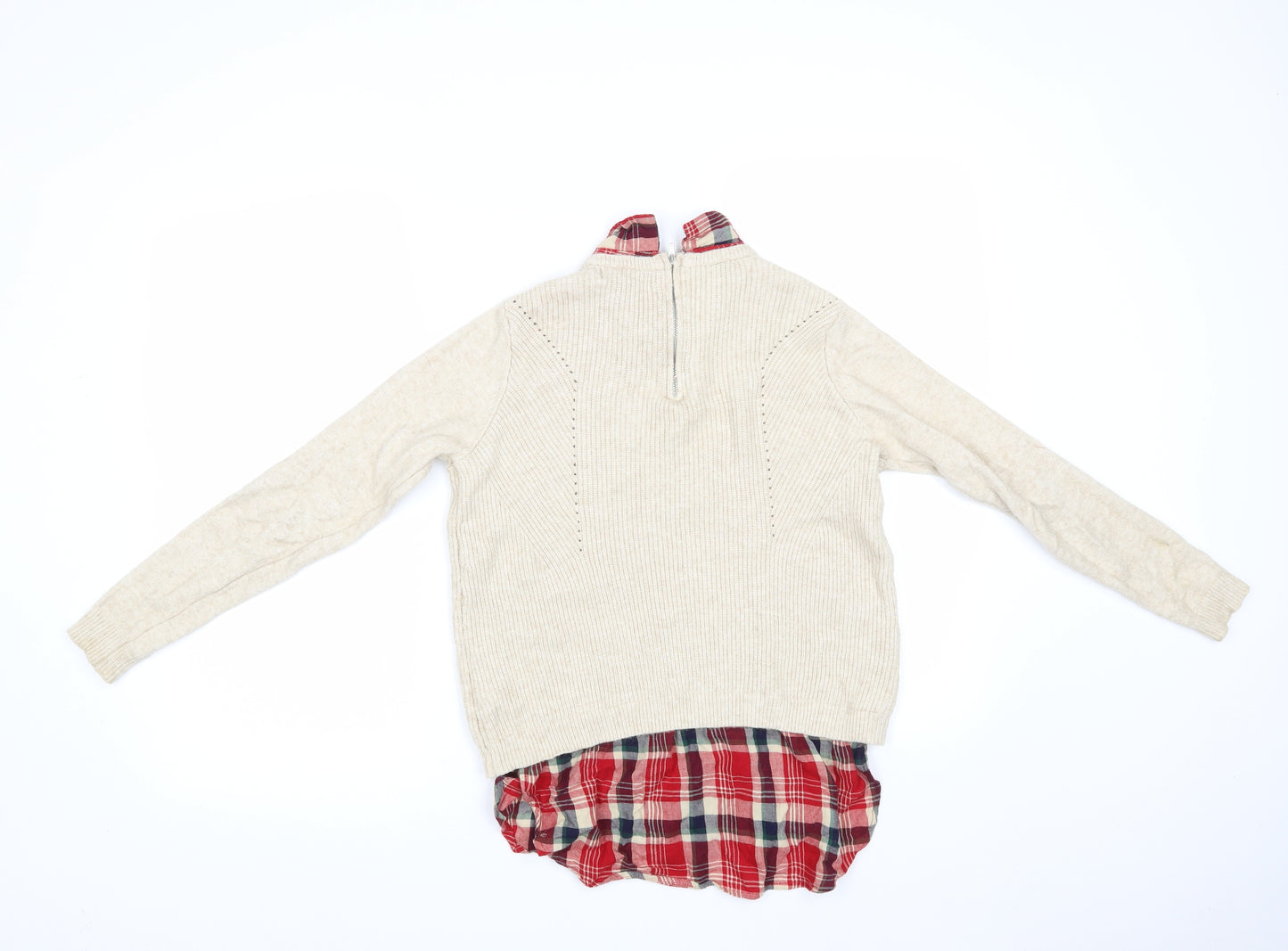 Primark Womens Beige Check  Pullover Jumper Size S