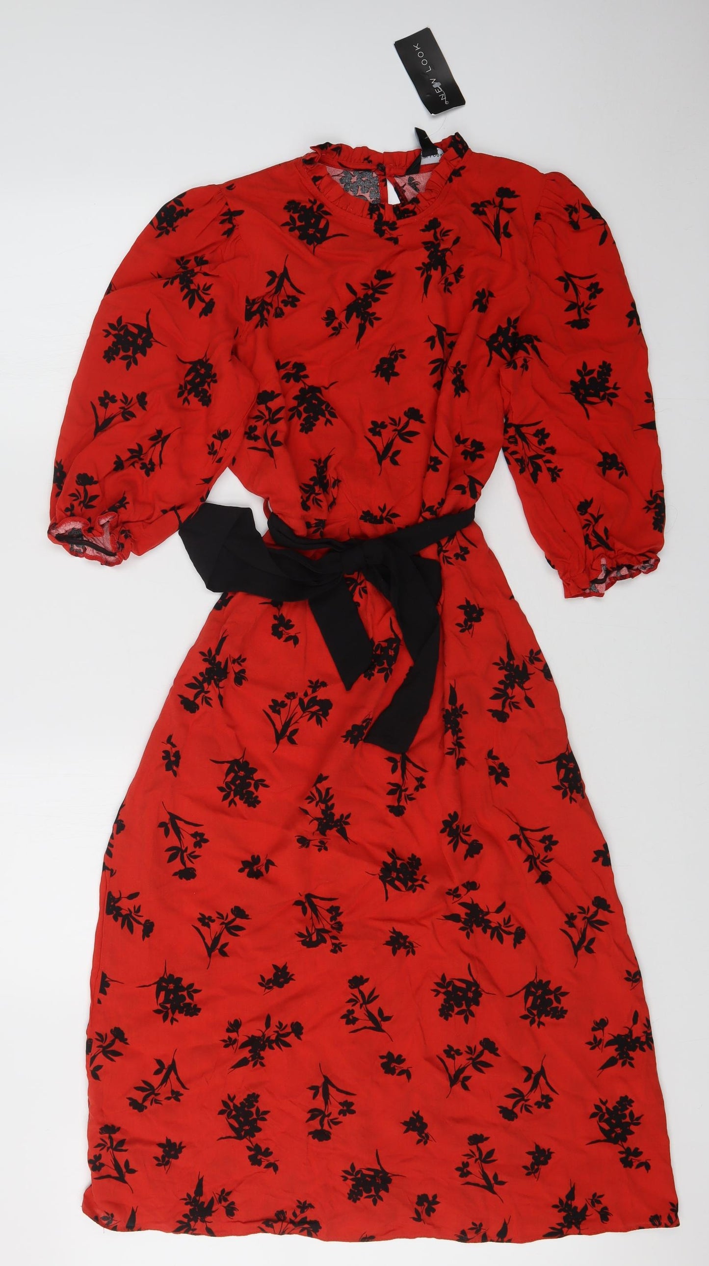 New Look Womens Red Floral  A-Line  Size 14