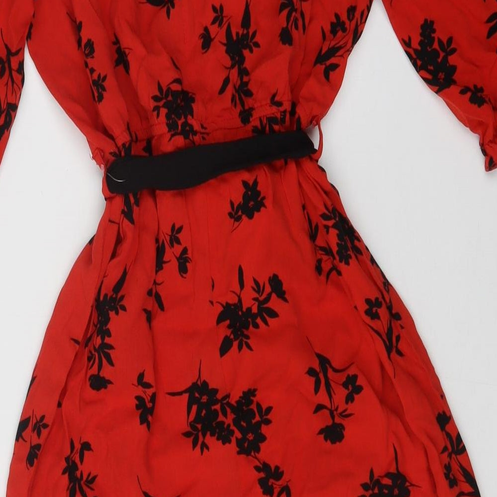 New Look Womens Red Floral  A-Line  Size 14