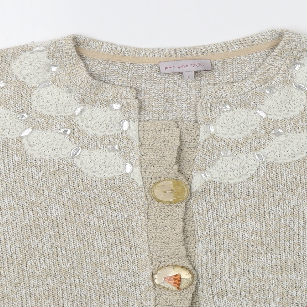 Per Una Womens Beige   Cardigan Jumper Size L