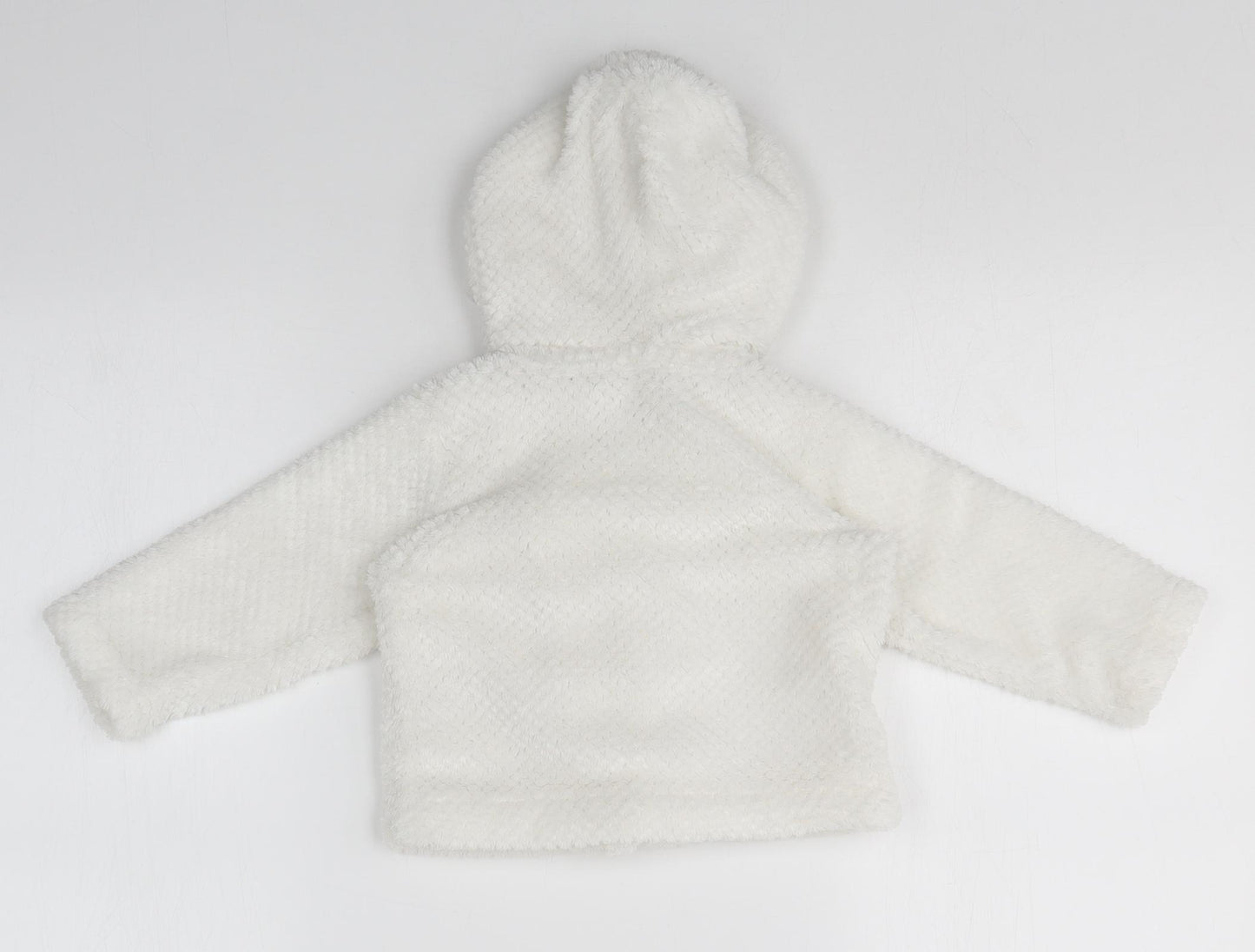 Matalan Girls White Argyle/Diamond  Overcoat Jacket Size 6-9 Months