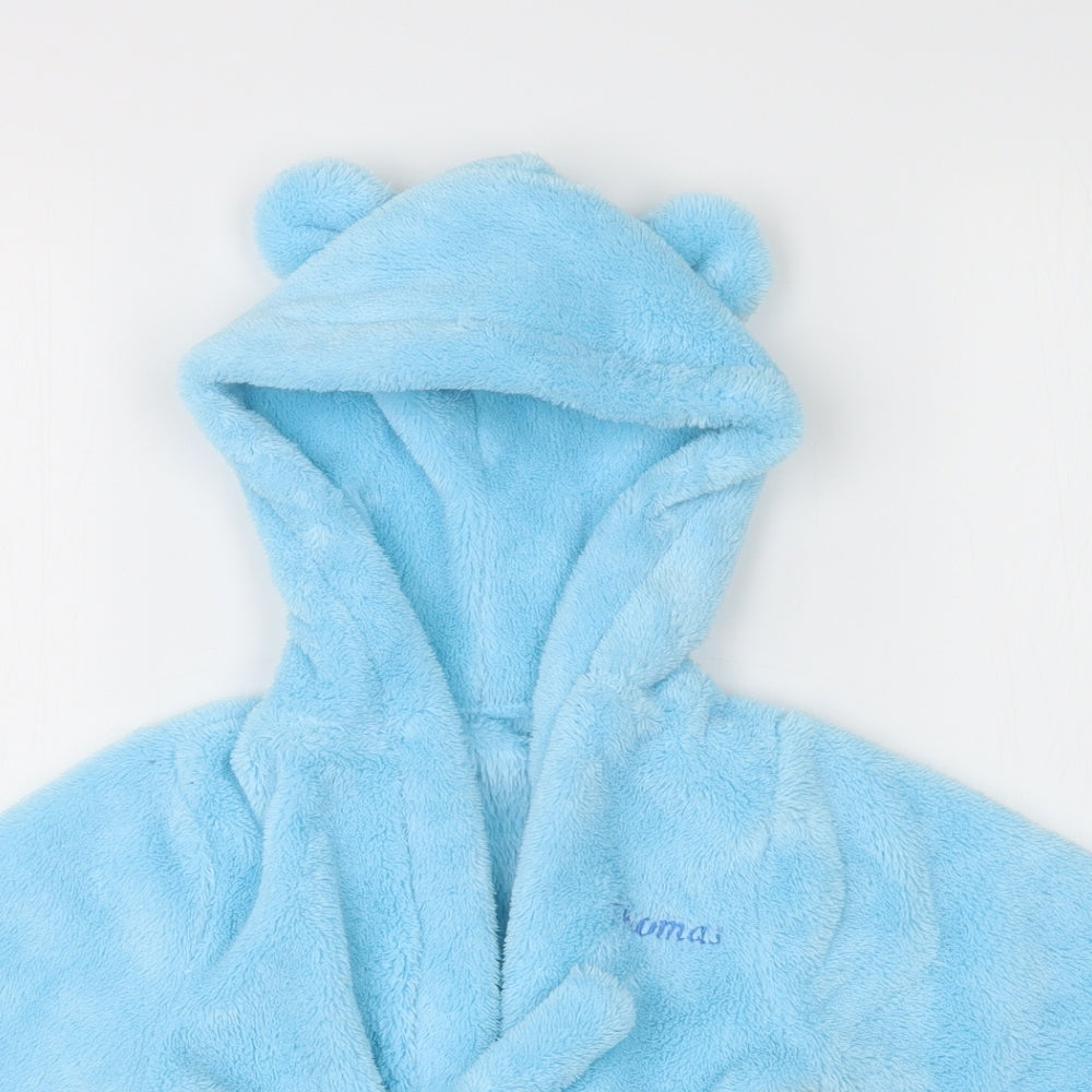 Preworn Boys Blue Solid Fleece  Gown Size 9-12 Months