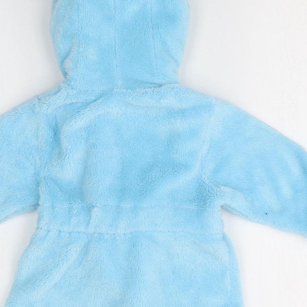 Preworn Boys Blue Solid Fleece  Gown Size 9-12 Months