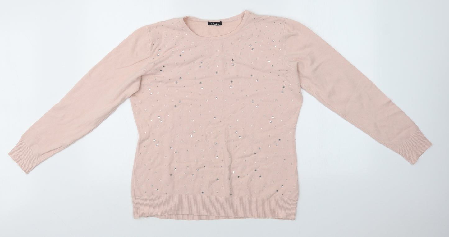 Roman Womens Pink   Pullover Jumper Size 18