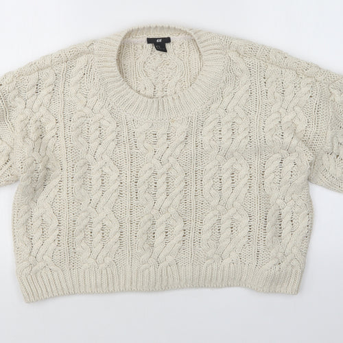 H&M Womens White   Pullover Jumper Size M