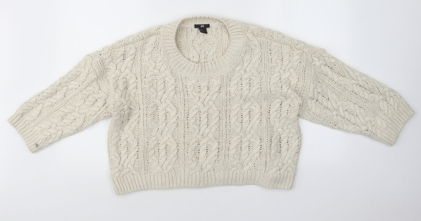 H&M Womens White   Pullover Jumper Size M