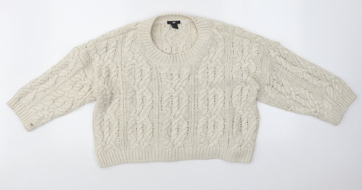 H&M Womens White   Pullover Jumper Size M