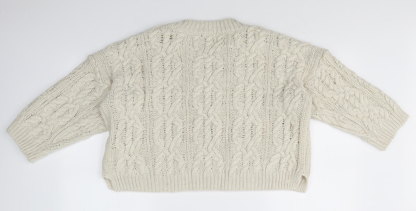 H&M Womens White   Pullover Jumper Size M