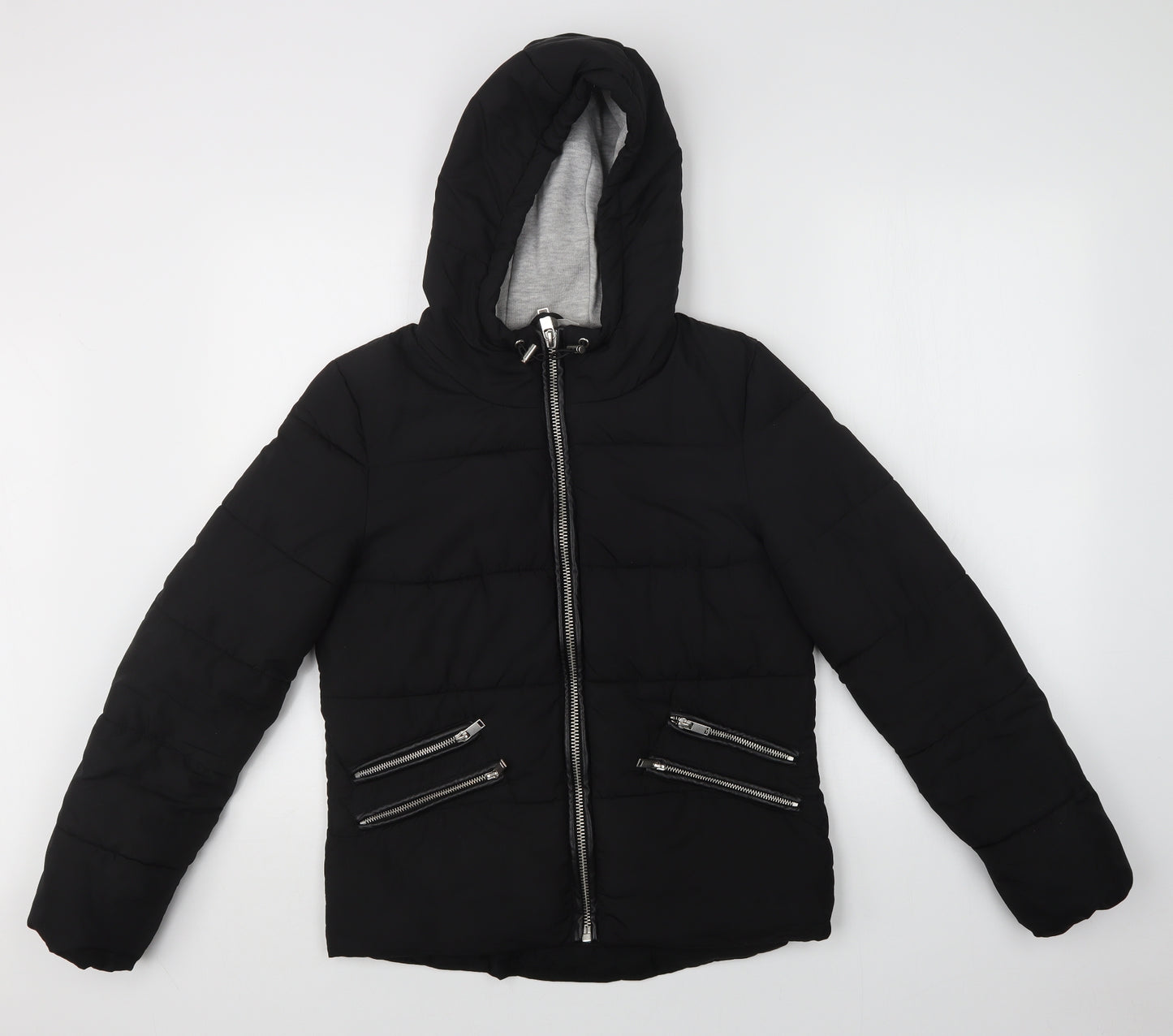 H&M Womens Black   Puffer Jacket Coat Size 10