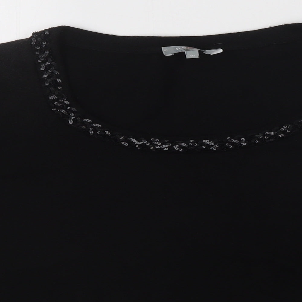 Per Una Womens Black    T-Shirt Size 16