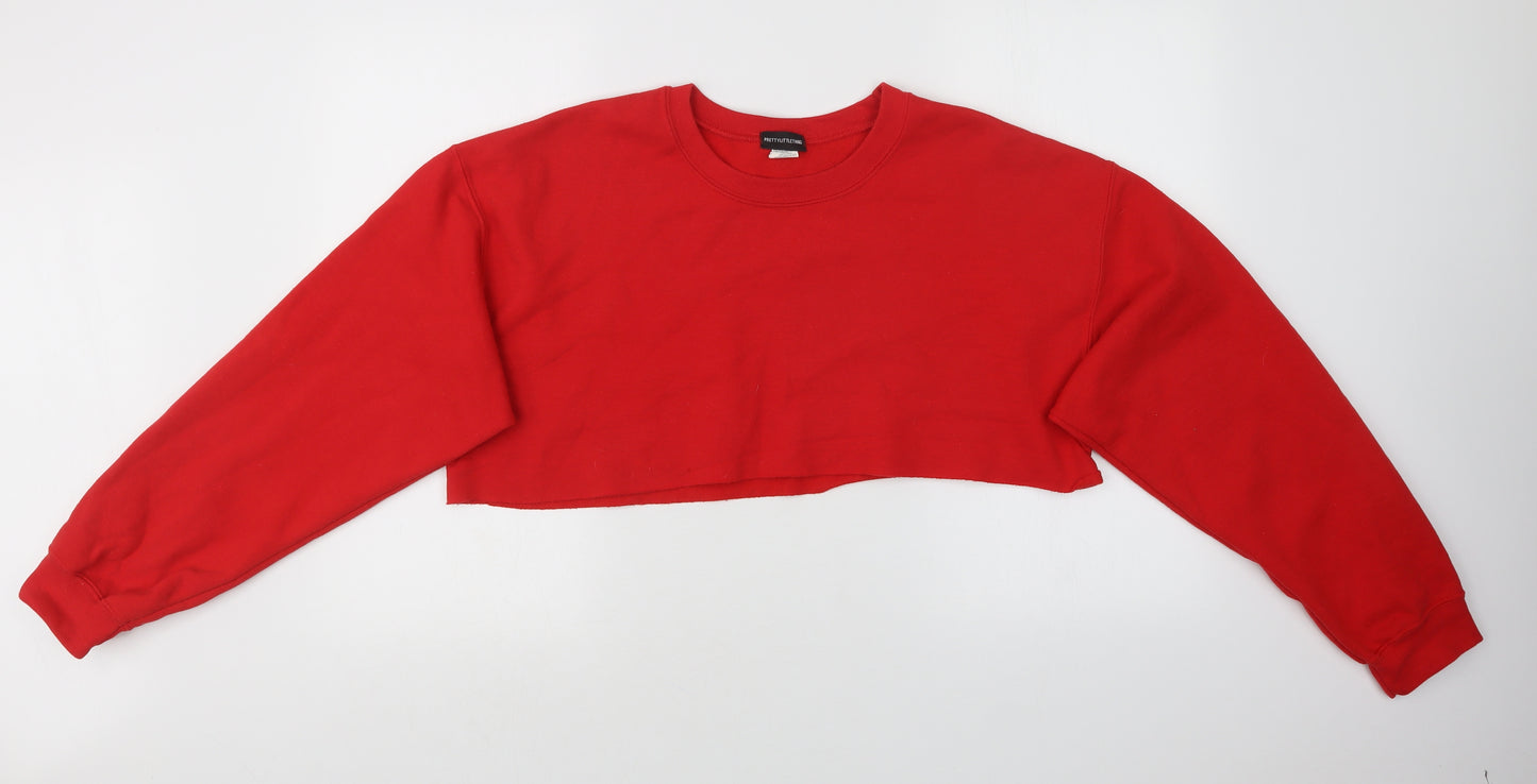PRETTYLITTLETHING Womens Red   Pullover Sweatshirt Size M