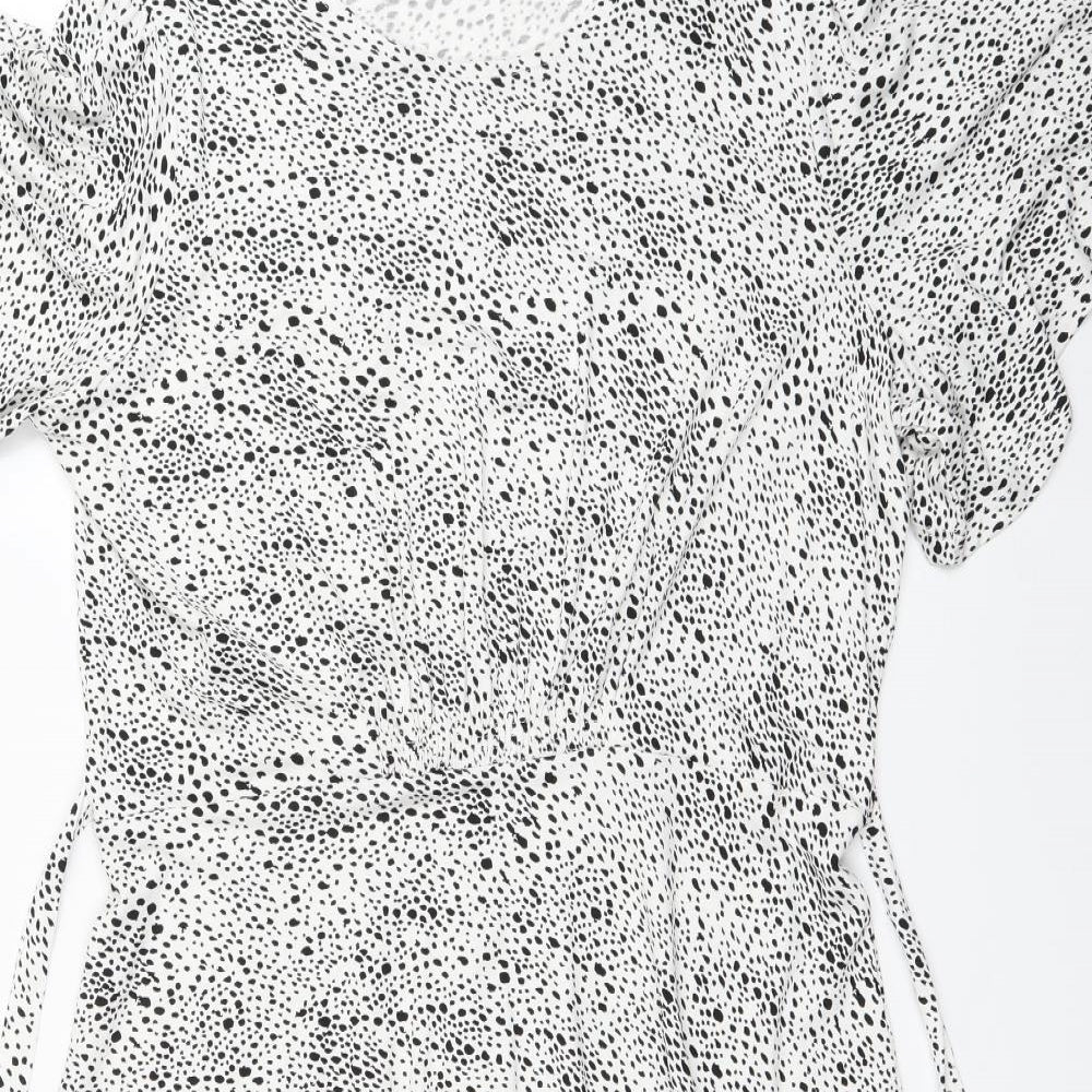 M&S  Womens White Animal Print  A-Line  Size 16