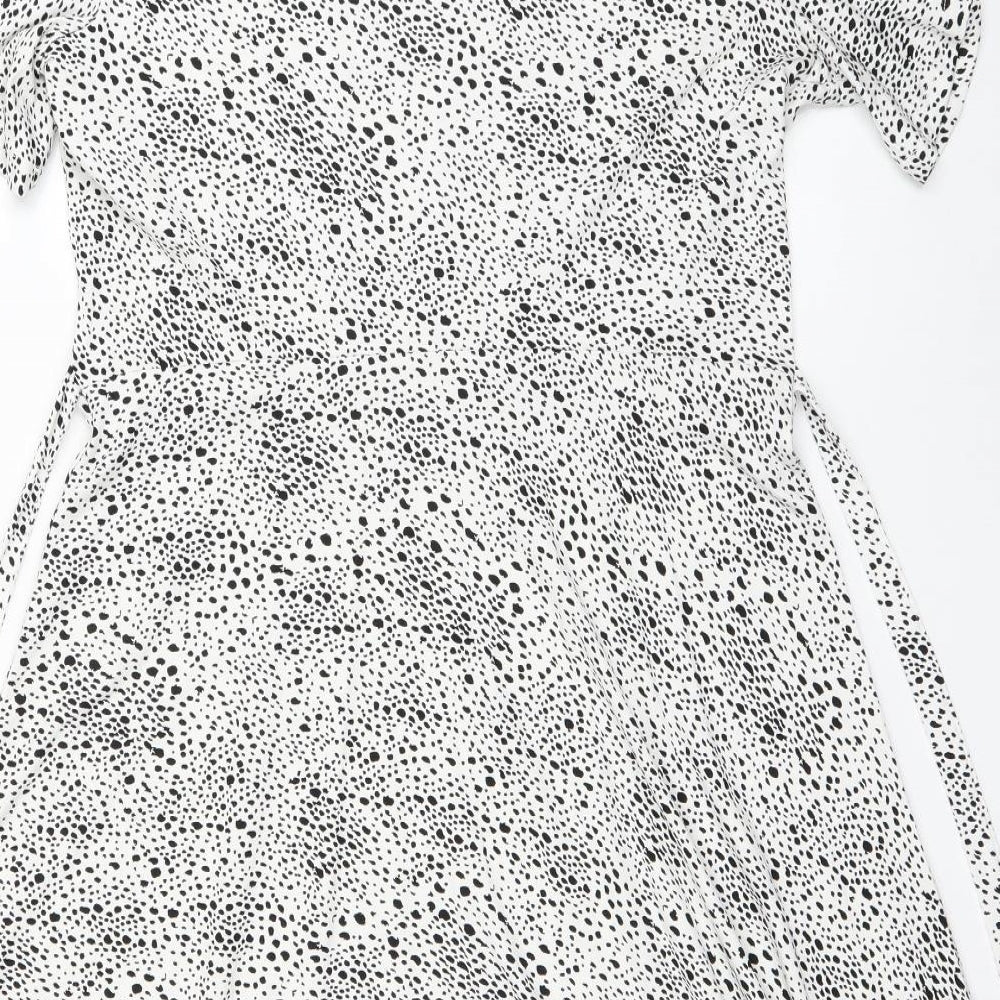 M&S  Womens White Animal Print  A-Line  Size 16