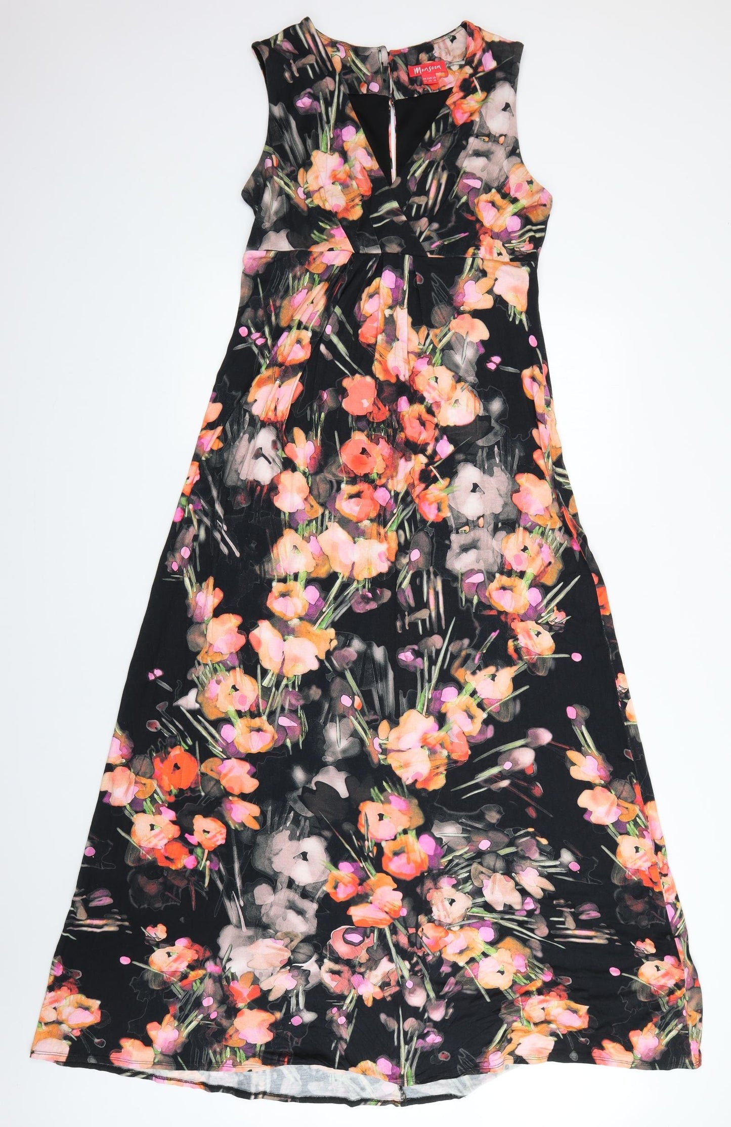Monsoon Womens Black Floral  A-Line  Size 14