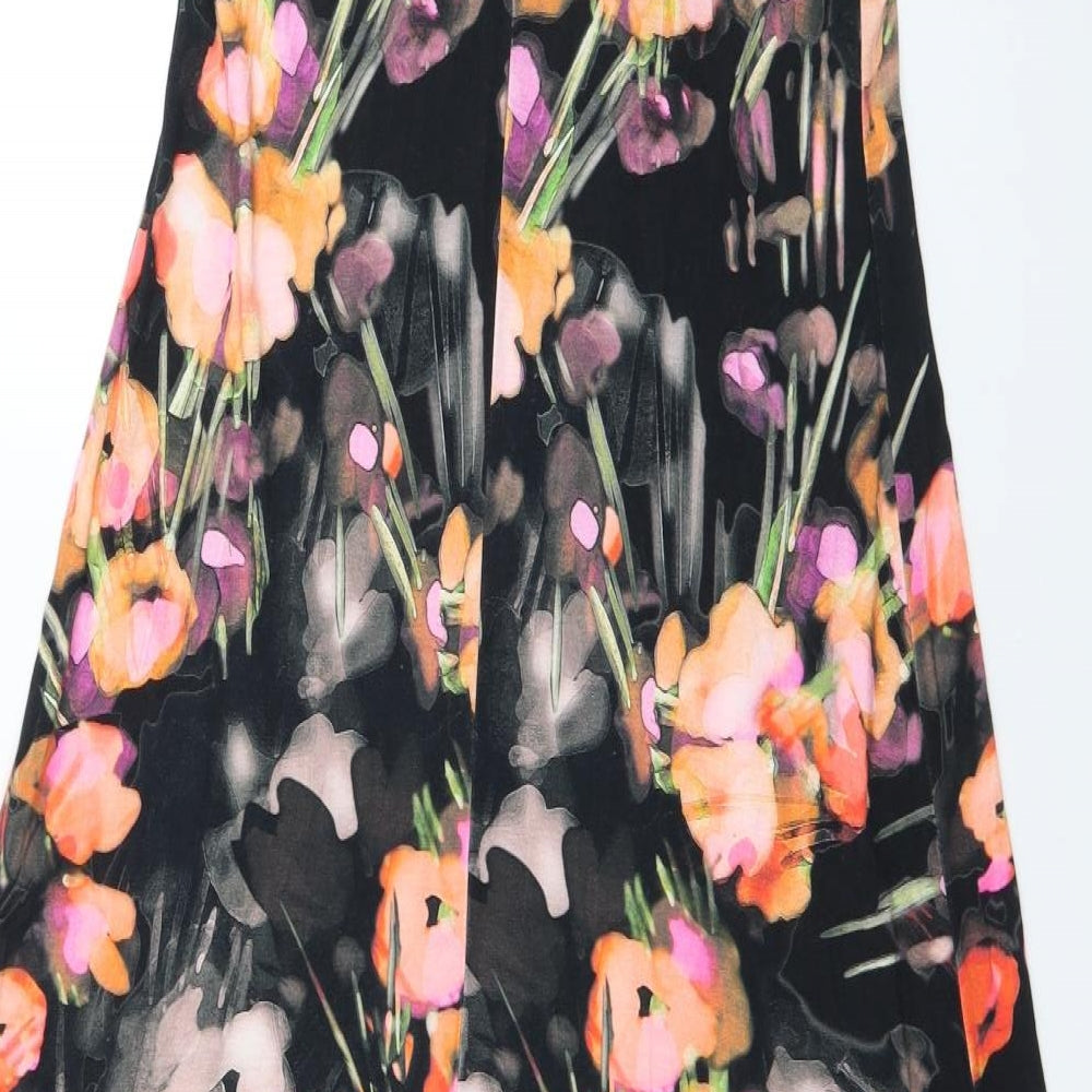 Monsoon Womens Black Floral  A-Line  Size 14