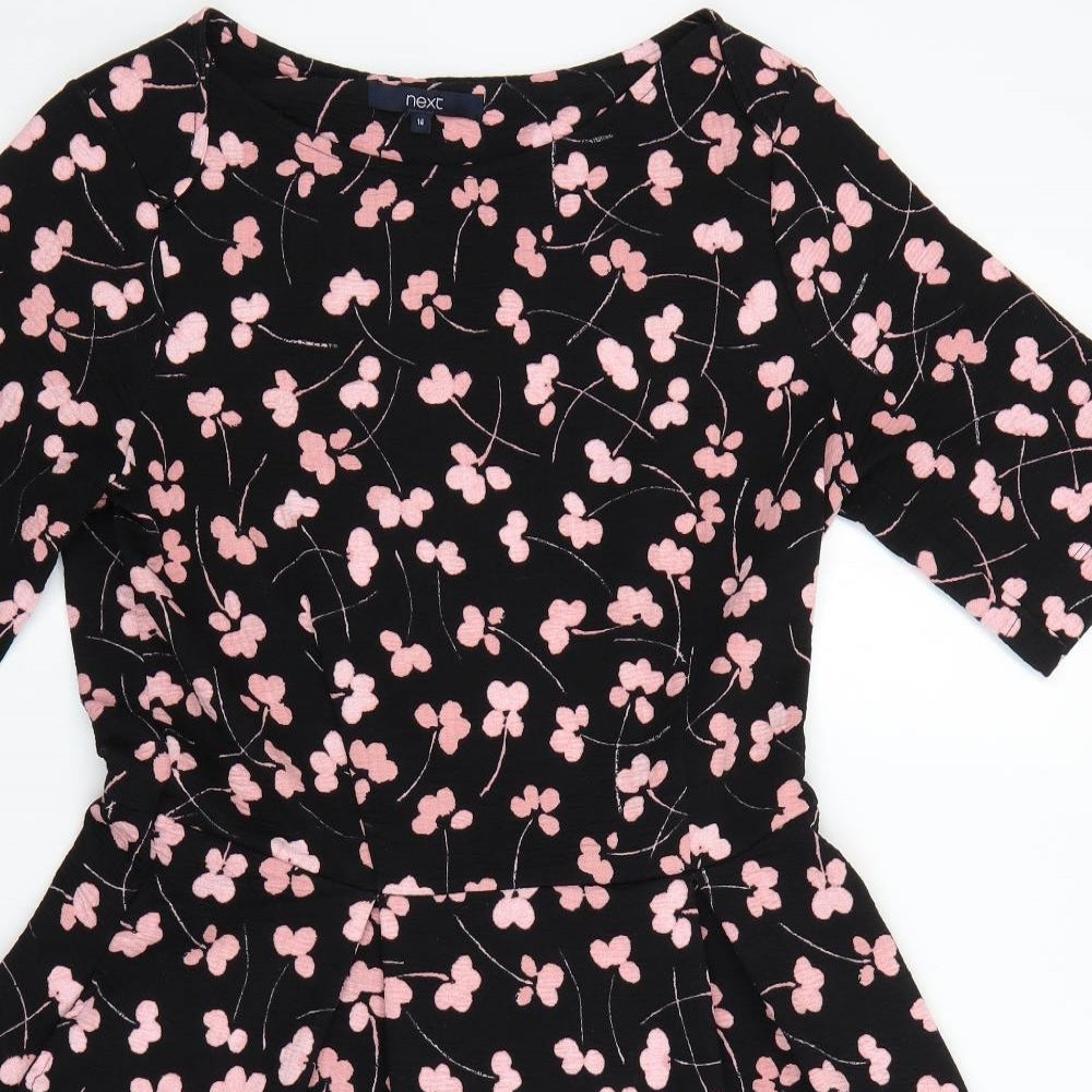 NEXT Womens Black Floral  A-Line  Size 14