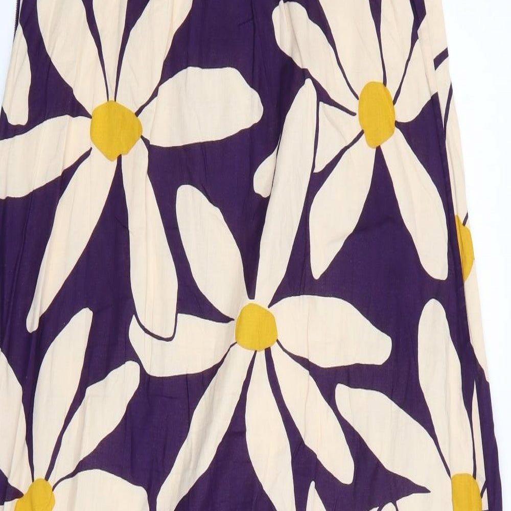 Preworn Womens Blue Floral  A-Line  Size 14