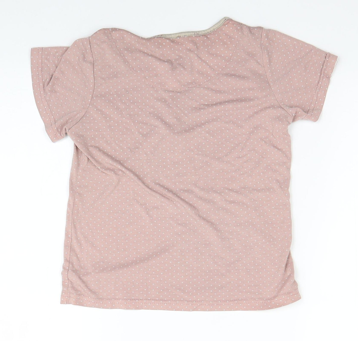 Preworn Girls Beige Spotted  Basic T-Shirt Size 7 Years