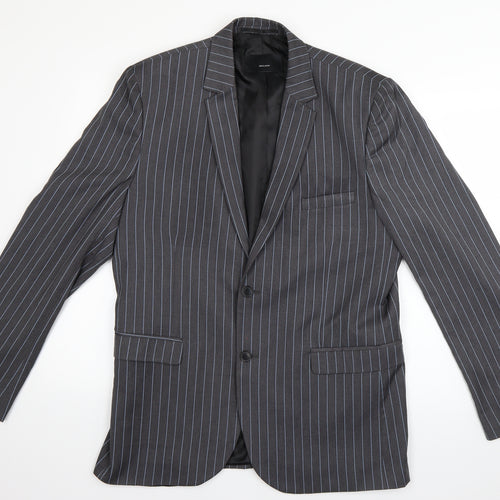 H&M Mens Grey Striped  Jacket Suit Size L
