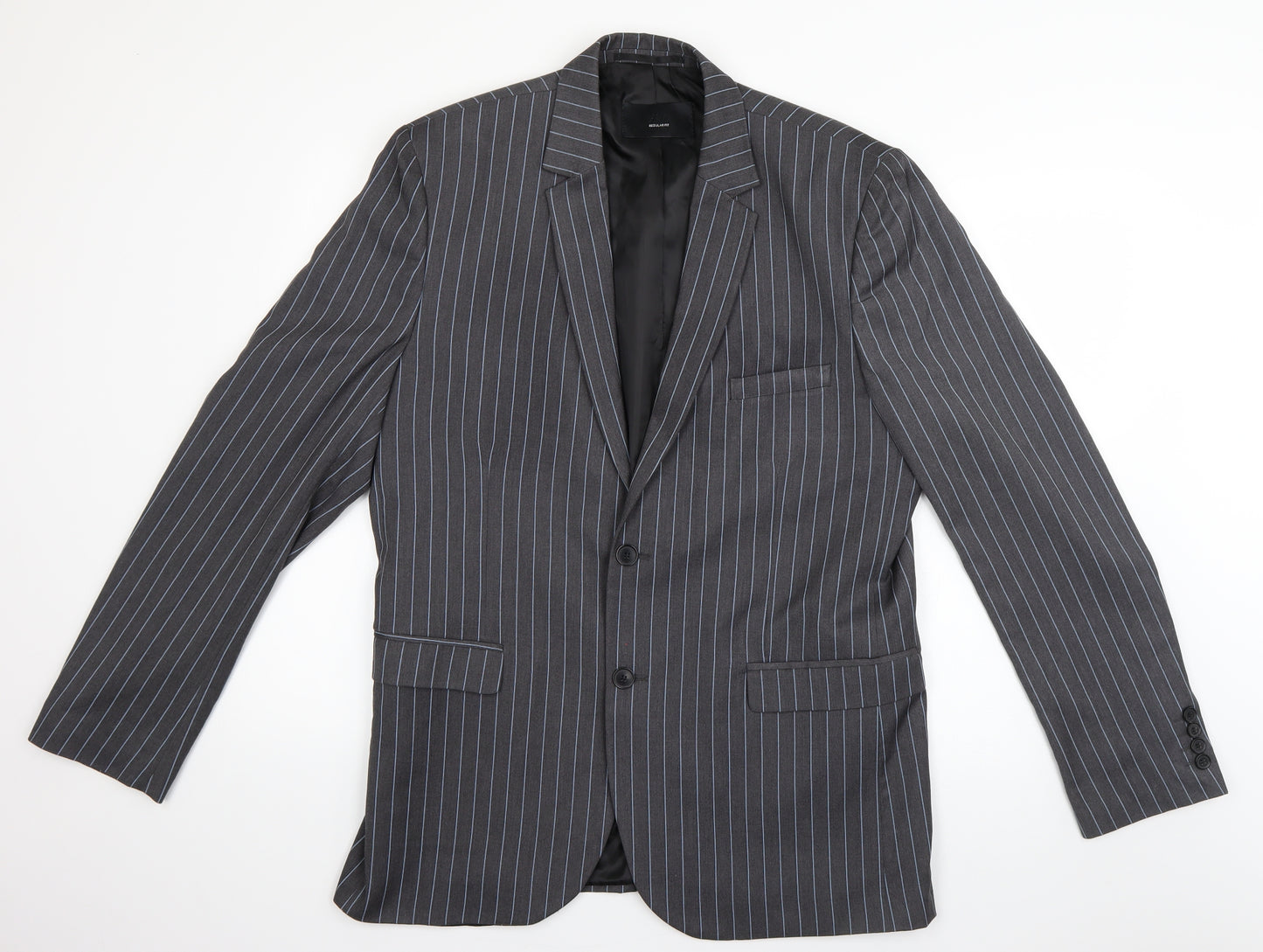 H&M Mens Grey Striped  Jacket Suit Size L