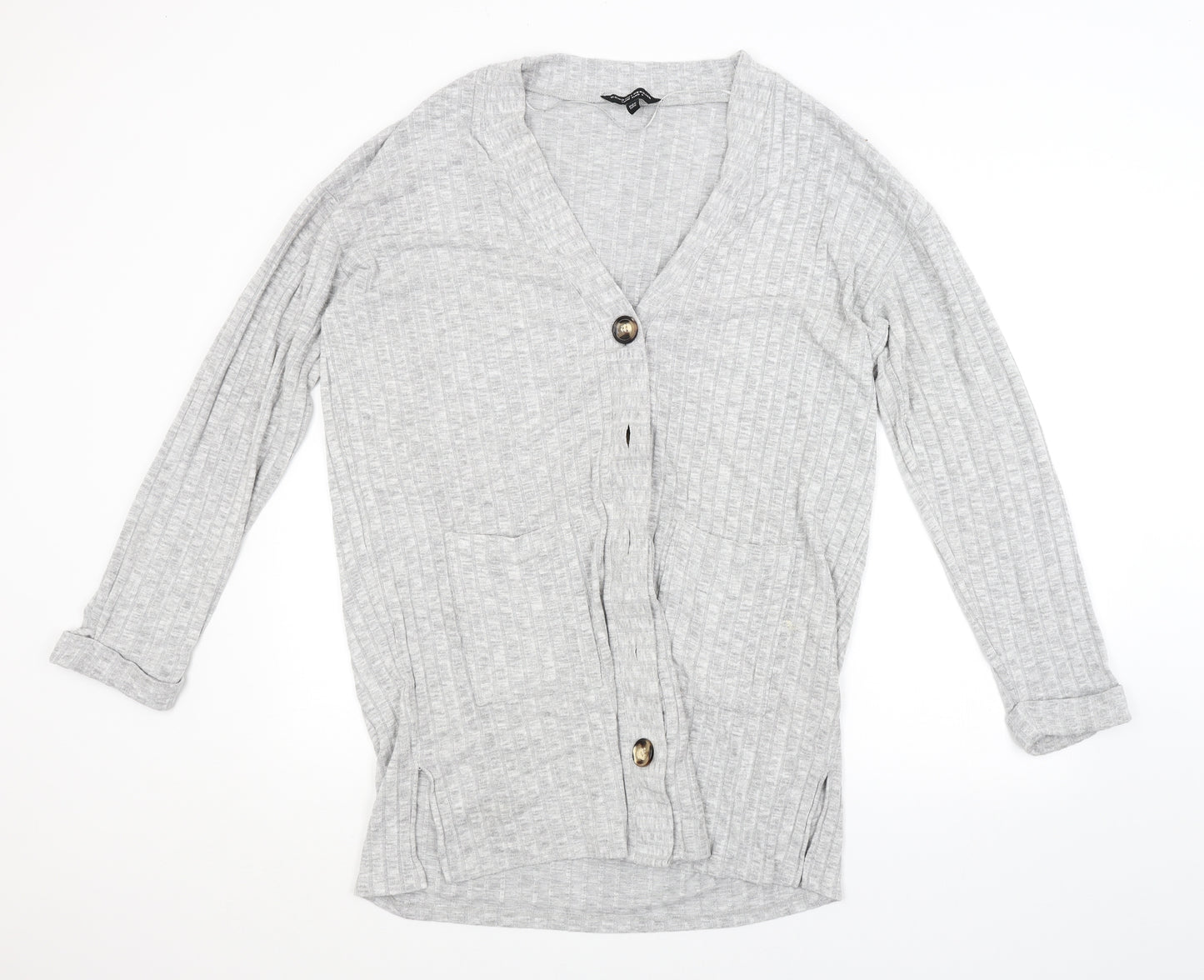 Dorothy Perkins Womens Grey Striped  Cardigan Jumper Size L