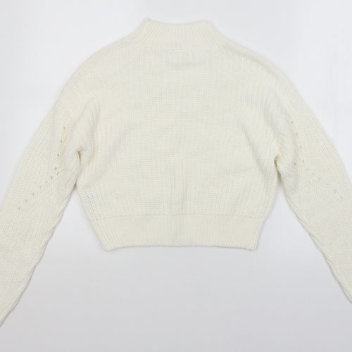 Candy Womens White Striped  Pullover Jumper Size 12