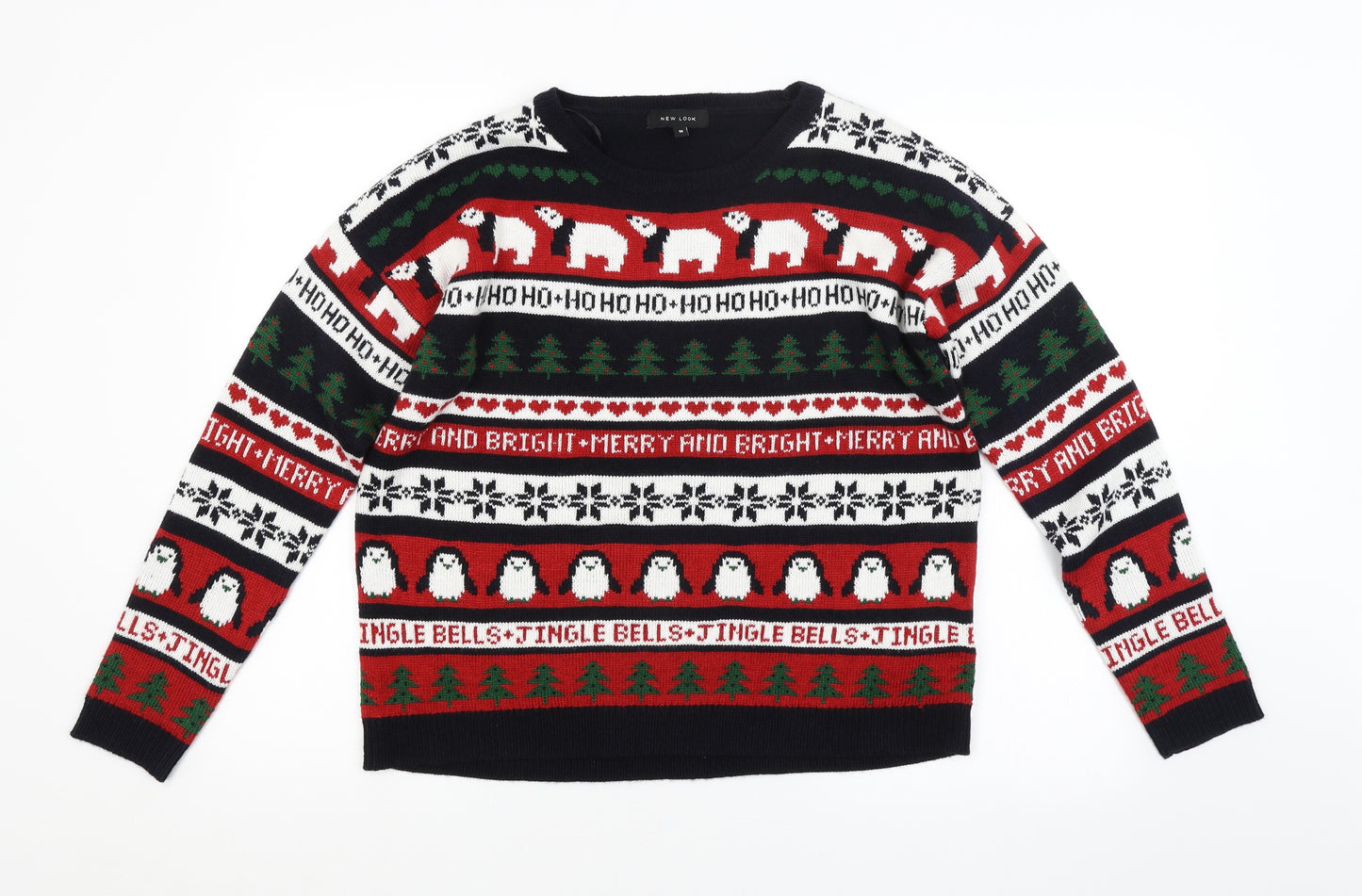 New Look Womens Multicoloured Argyle/Diamond  Pullover Jumper Size 10  - CHRISTMAS