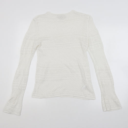 NEXT Womens White Argyle/Diamond  Pullover Jumper Size 10