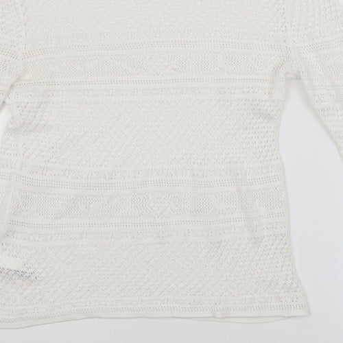 NEXT Womens White Argyle/Diamond  Pullover Jumper Size 10