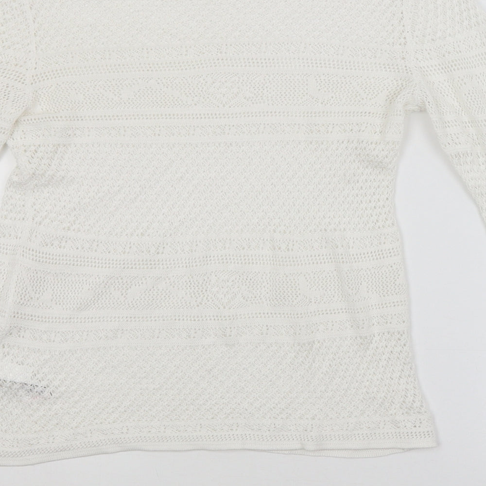 NEXT Womens White Argyle/Diamond  Pullover Jumper Size 10