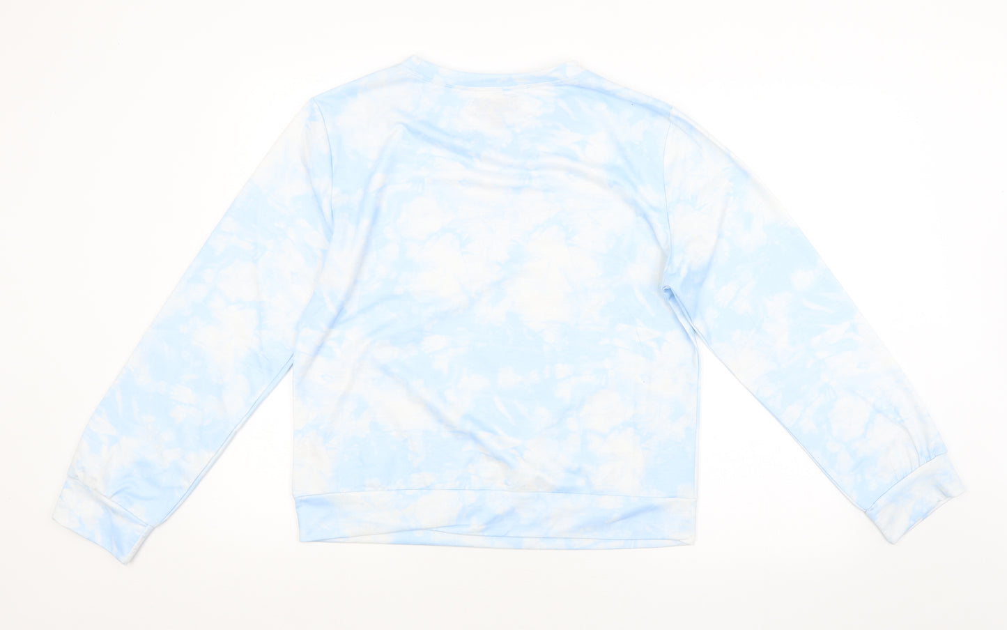 Pink Vanilla Womens Blue Floral  Pullover Sweatshirt Size L