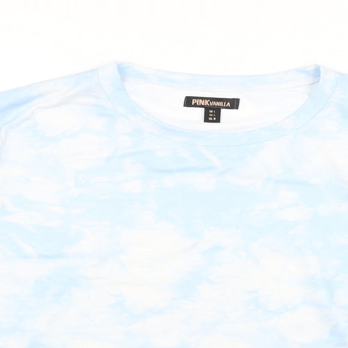 Pink Vanilla Womens Blue Floral  Pullover Sweatshirt Size L