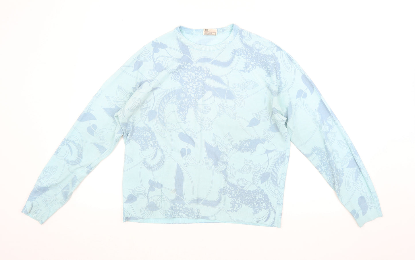 ST MICHAEL Womens Blue Floral  Pullover Jumper Size 16