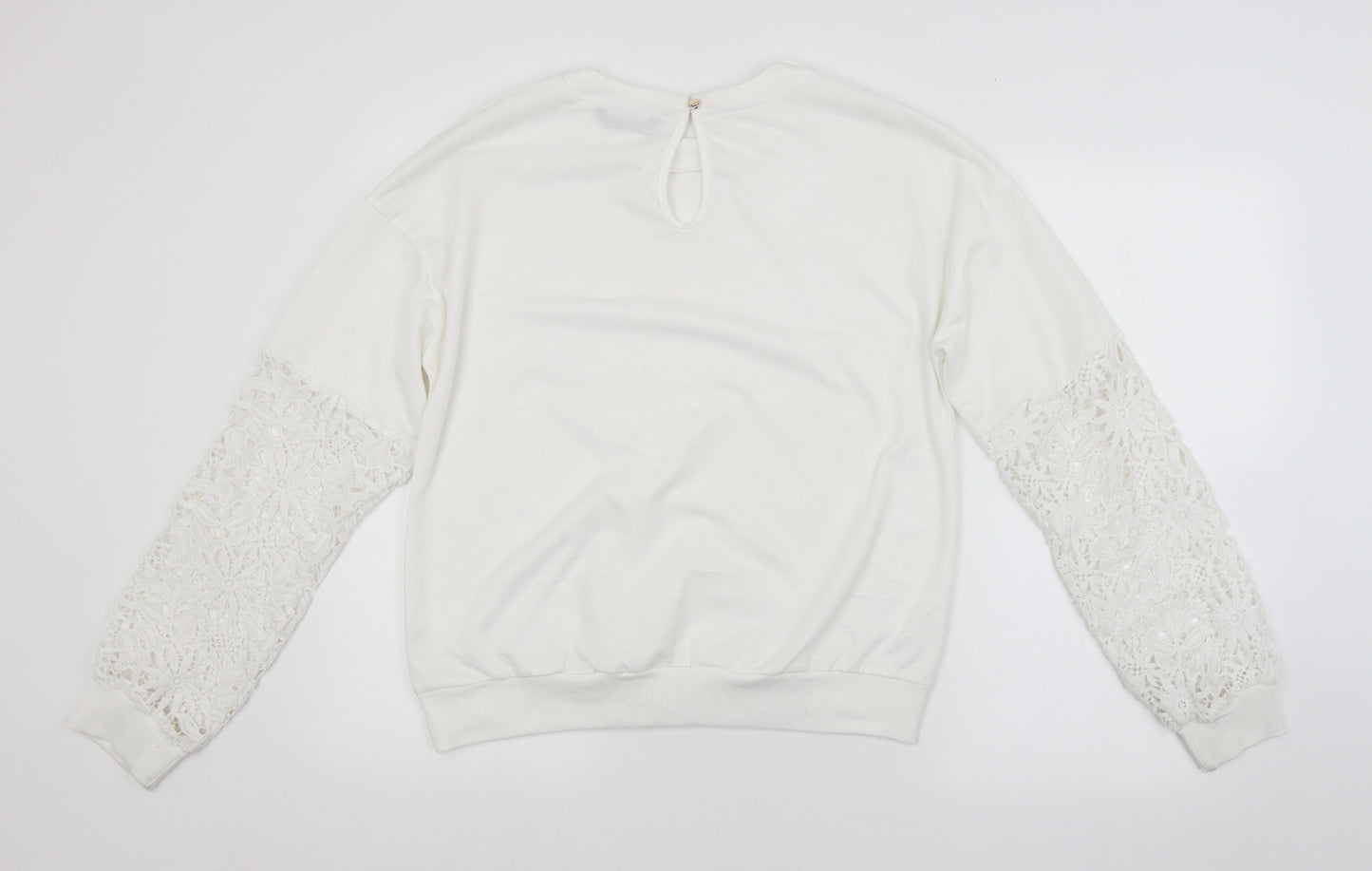 SheIn Womens White Floral  Pullover Sweatshirt Size M