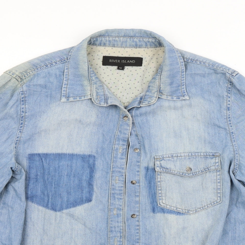 River Island Womens Blue   Basic Button-Up Size 14