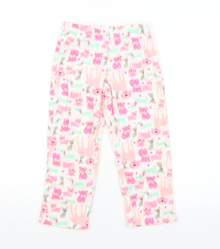 Preworn Girls Pink Animal Print   Pyjama Pants Size 5 Years