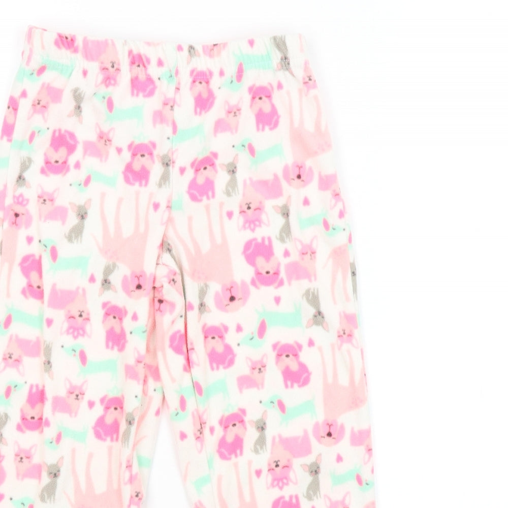 Preworn Girls Pink Animal Print   Pyjama Pants Size 5 Years