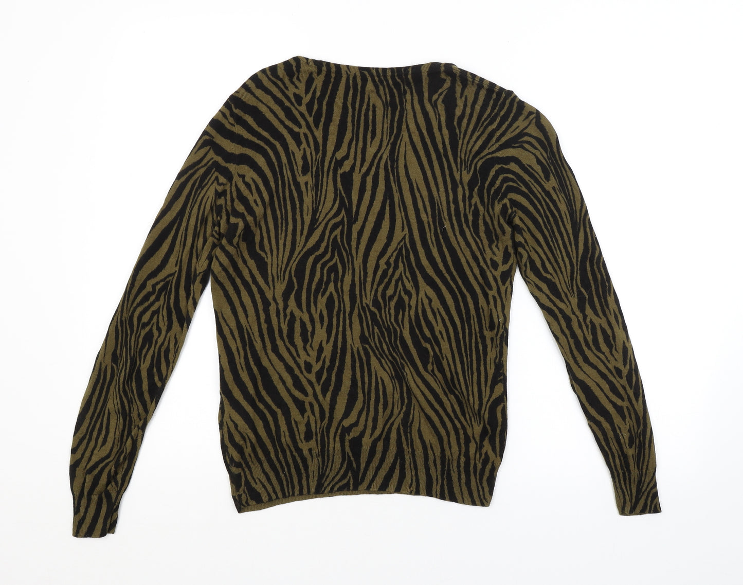 Warehouse Womens Green Animal Print  Pullover Jumper Size 10