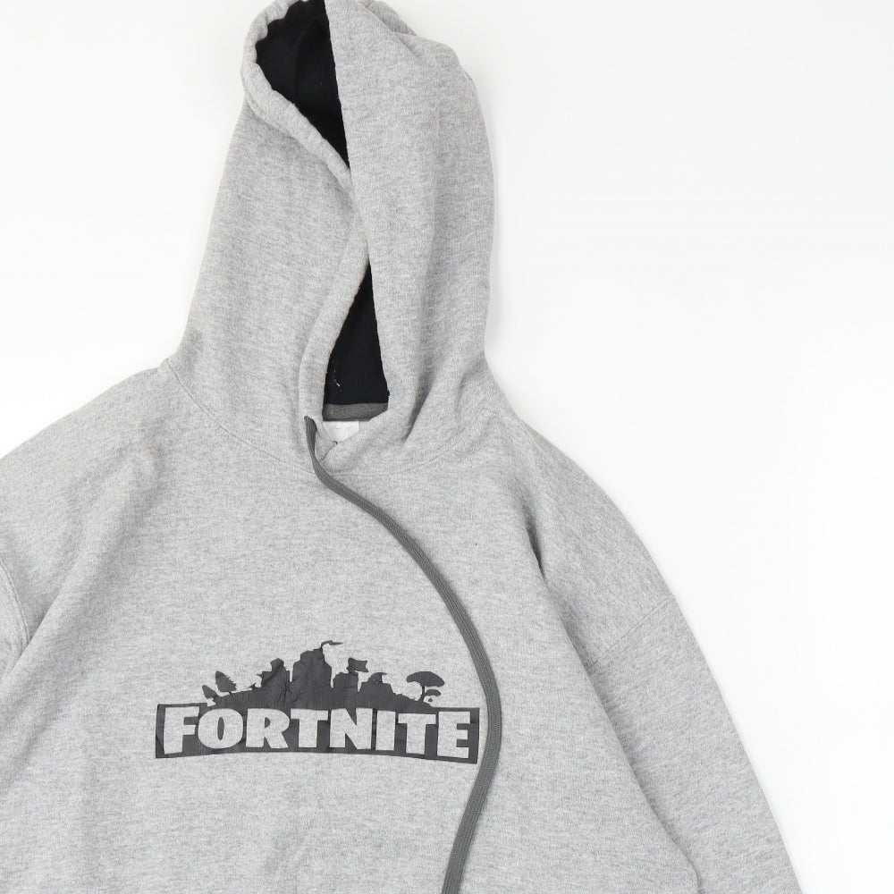 Gilden Mens Grey   Pullover Hoodie Size M  - Fortnite