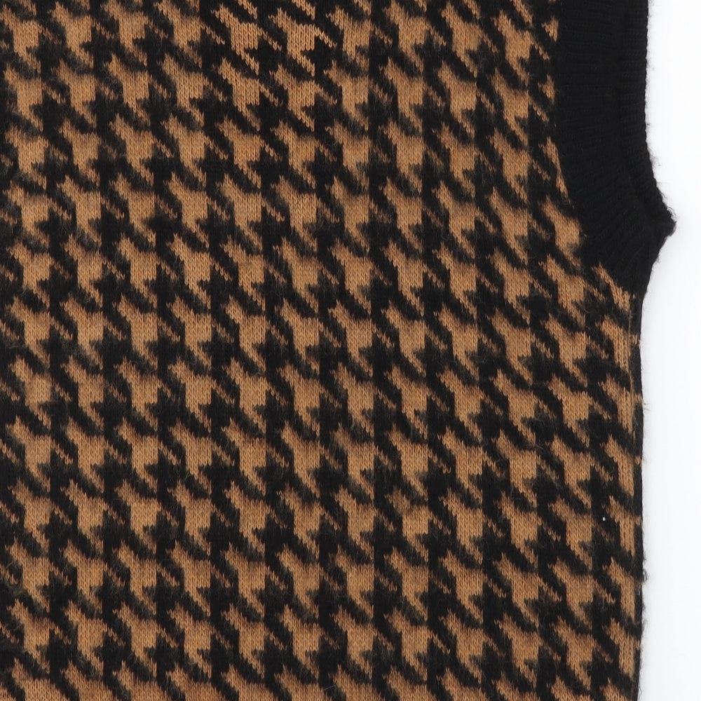 Alessia Pacini Womens Multicoloured Houndstooth  Vest Jumper Size M