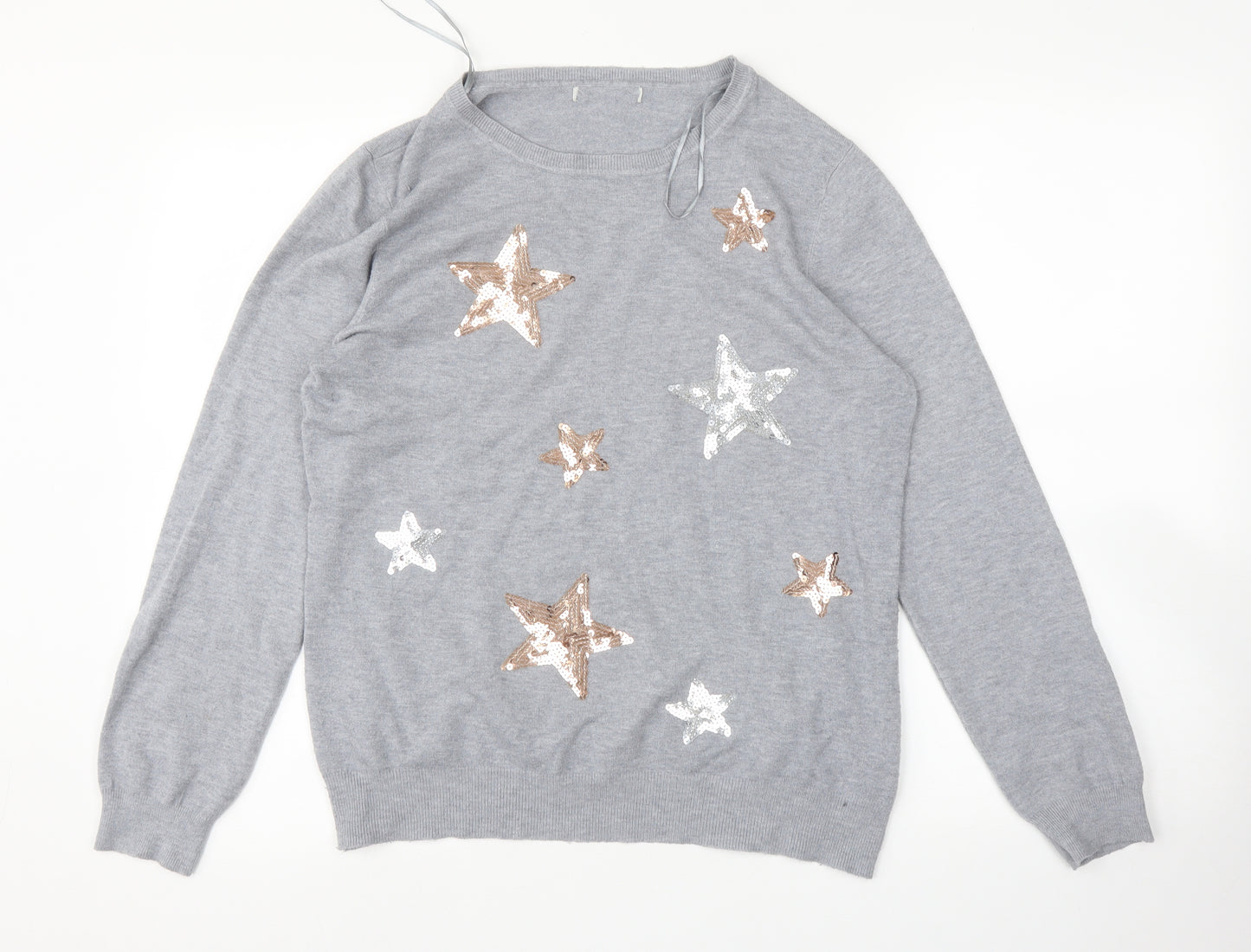 Peacocksq Womens Grey   Pullover Sweatshirt Size 14