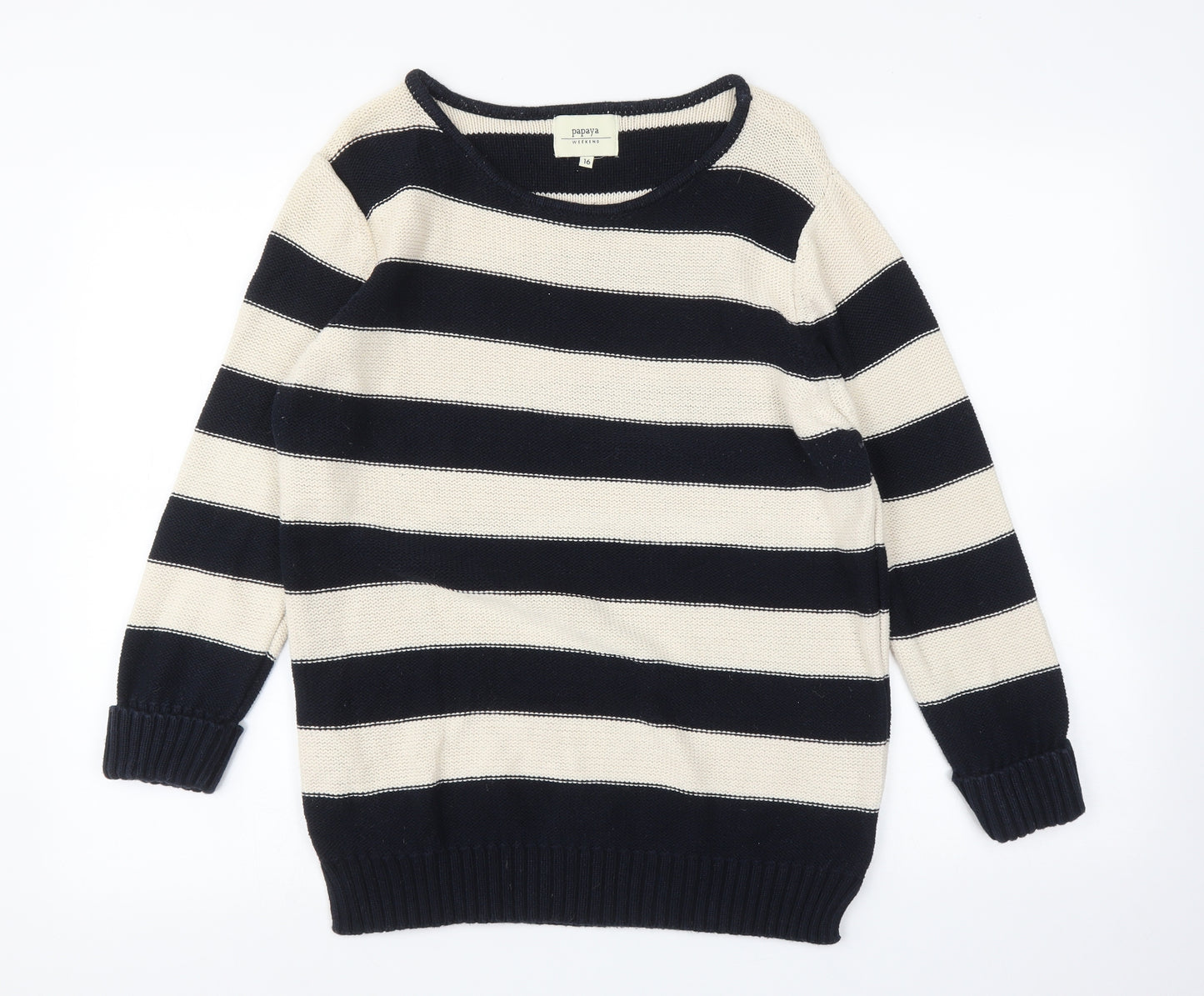 Papaya Womens Multicoloured Striped  Pullover Jumper Size 16