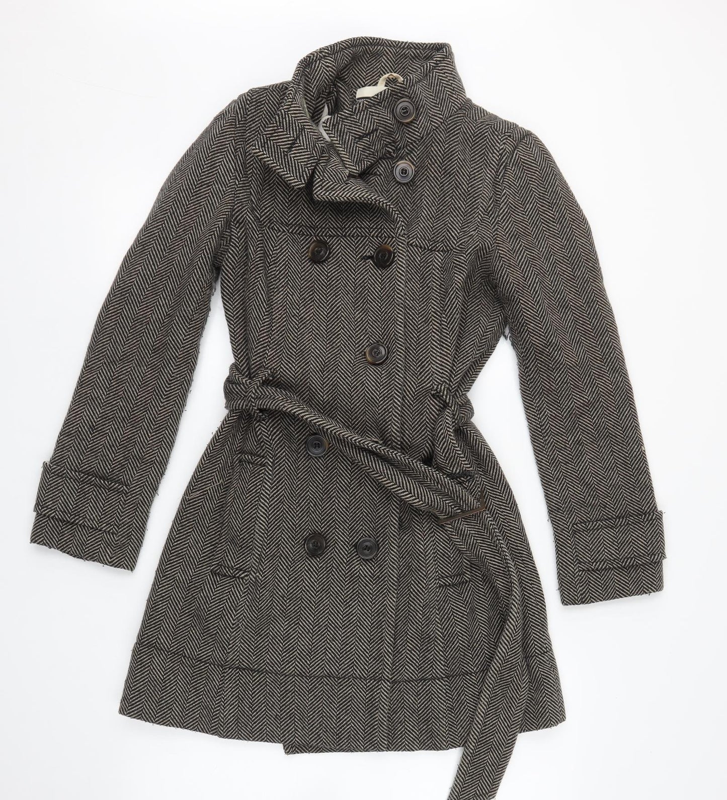 Topshop Womens Multicoloured Herringbone  Overcoat Coatigan Size 8