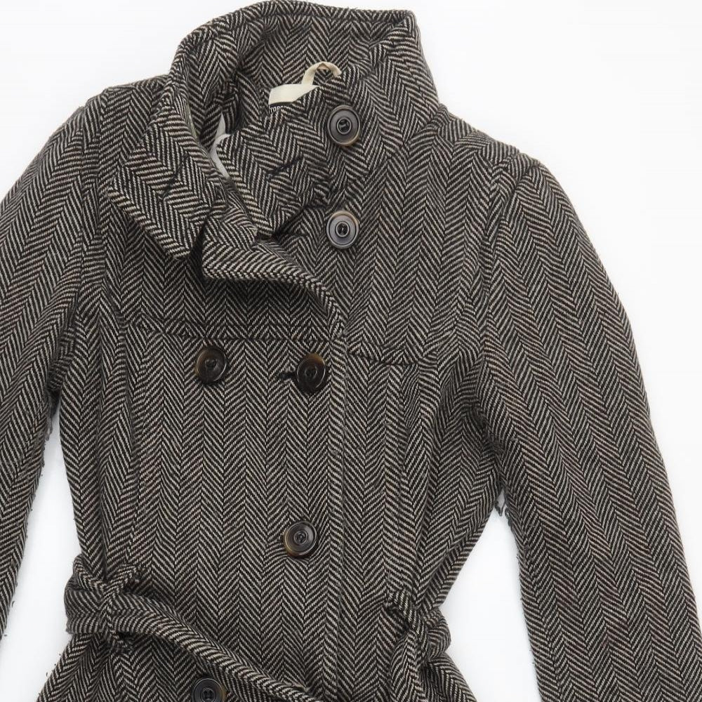 Topshop Womens Multicoloured Herringbone  Overcoat Coatigan Size 8