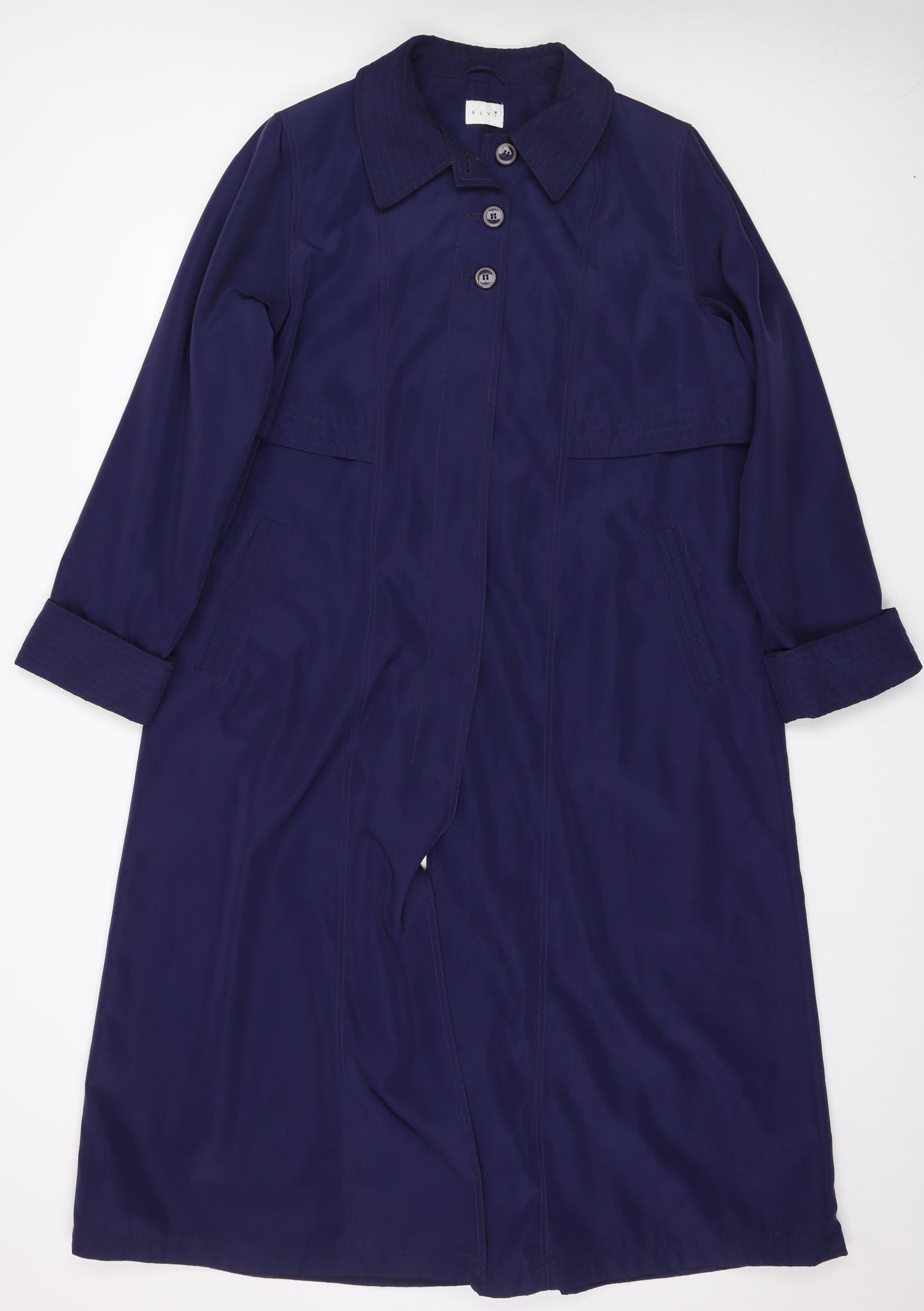 ELVI Womens Blue   Trench Coat Coat Size L