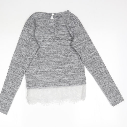 Boohoo Womens Grey   Basic T-Shirt Size 8  - Lace detail