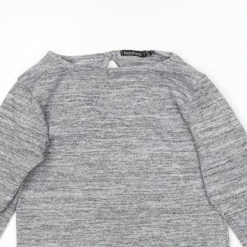 Boohoo Womens Grey   Basic T-Shirt Size 8  - Lace detail