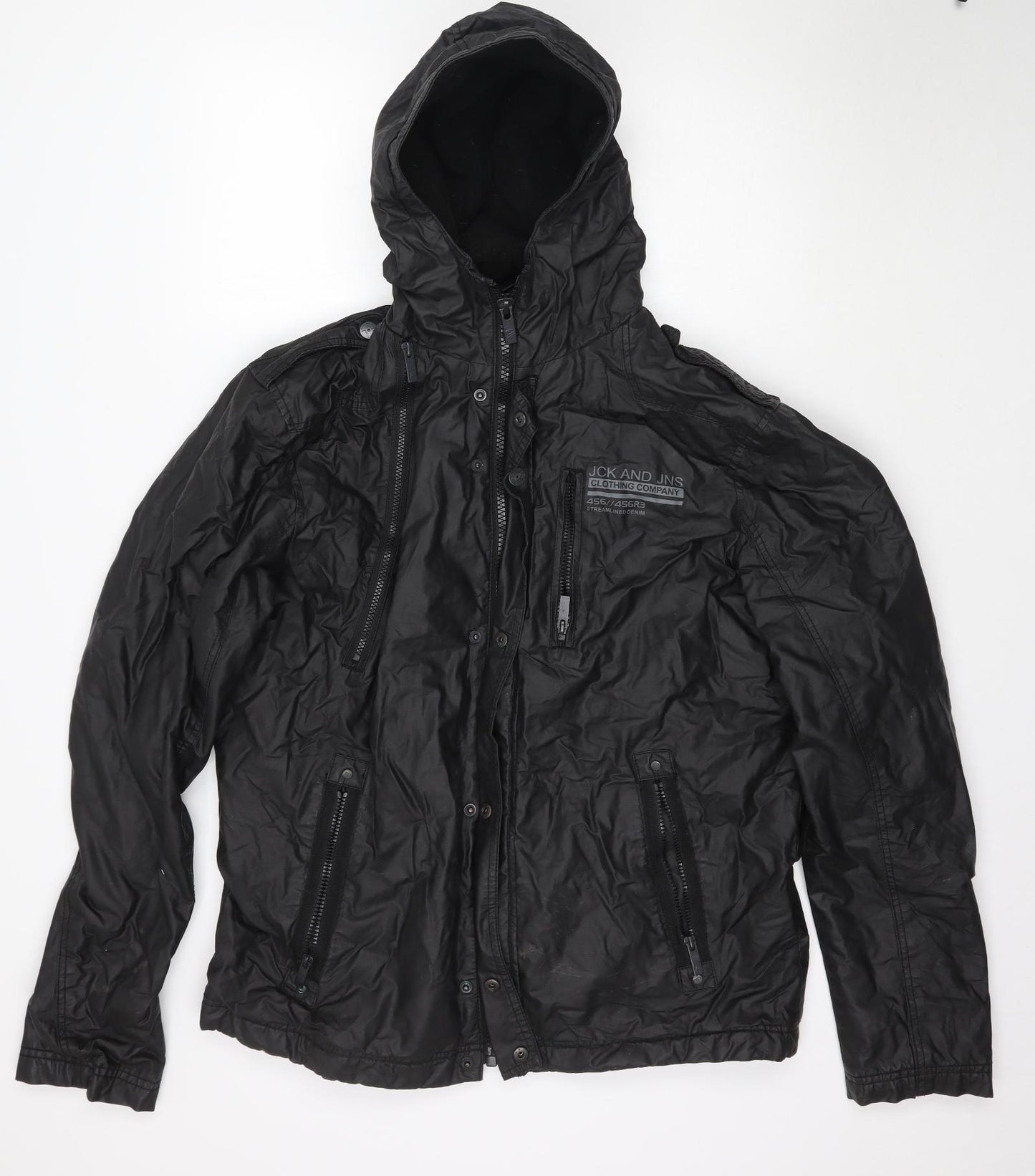JACK & JONES Mens Black   Rain Coat Coat Size XL