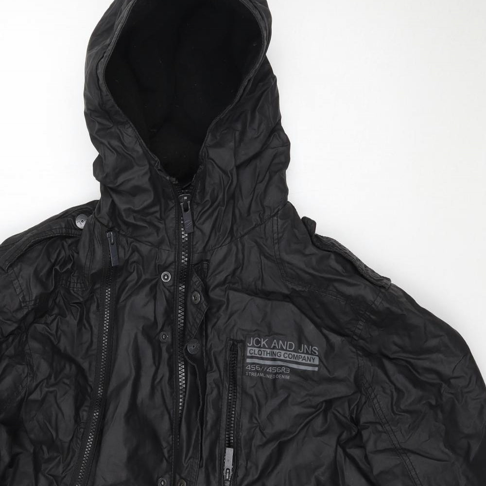 JACK & JONES Mens Black   Rain Coat Coat Size XL